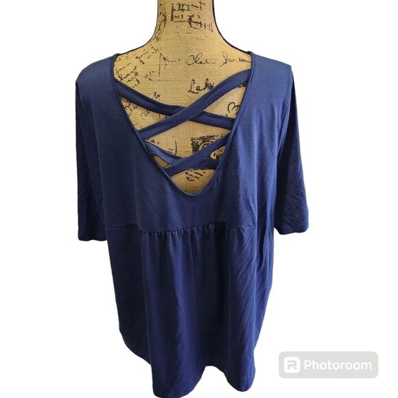 Studio 1886 Classic T Shirt Wmns SZ 1X Capsule Normcore Open Weave Back Everyday - Picture 3 of 5